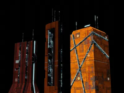 Futuristic City Sci-Fi Fantasy Scenery Low-poly 3D model