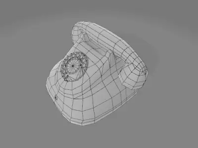 Green Retro Dial Phone  Low-poly 3D model