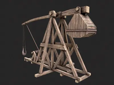 Medieval Siege Trebuchet 5 Low-poly 3D model