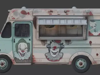 Possessed Clown Ice Cream Truck 3D Model Low-poly 3D model purchase