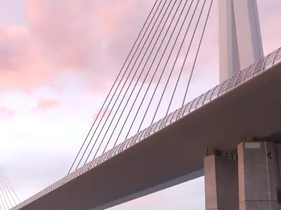 Suspension Bridge Millau Viaduct 3D model