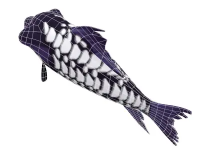 Giant Carp Fish Cartoon Animated Low-poly 3D model