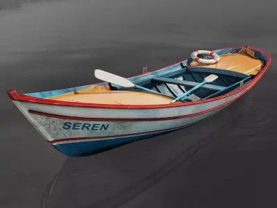Boat2 fishing boat in water 3D model