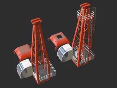 Tower Crane Modular - Red Low-poly 3D model