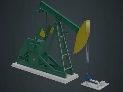 Oil Pumpjack 1A Low-poly 3D model