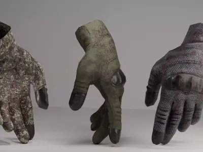 Tactical Military Gloves Realistic Low-poly 3D model