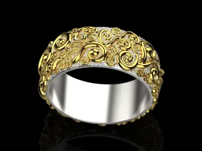 Gold ring with a pattern 16388 3D print model
