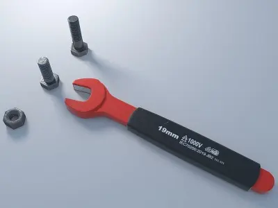 Wrench nut and bolts 3D model