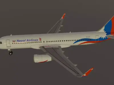 Nepal airlines airbus a320-232 low poly 3D Model Low-poly 3D model