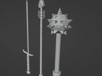 3d melee weapon sets blender Free low-poly 3D model