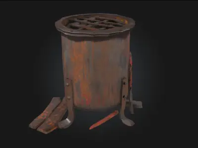 Rusty Barrel Grill  Weathered Charm for Outdoor Cooking Scenes 3D model