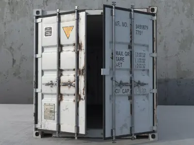 Cargo Container White 20 Feet PBR 3D model