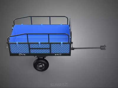 TRAILER TOW DUMPING GARDEN TRACTOR CART DETACHABLE CLOTH POCKET 3D model