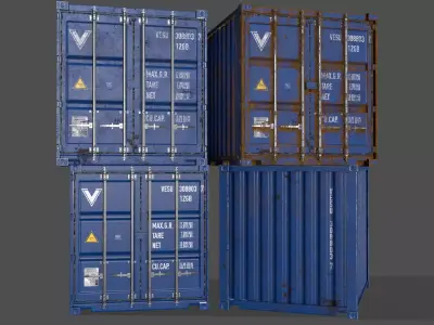 PBR 10 ft Storage Container - Blue Low-poly 3D model