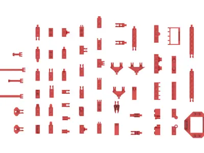 TwindBricks3D - 68 Piece Hinge Part Collection - Part 1 3D print model