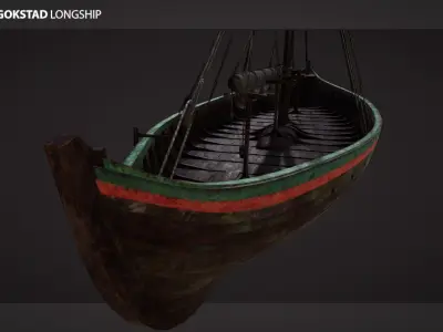 Gokstad Longship Low-poly 3D model