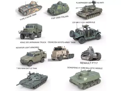 10 Military Vehicles Collection v11 Low-poly 3D model