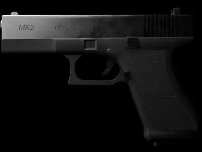 Glock 17 MK2  Game Ready Low Poly Pistol PBR Real Scale Low-poly 3D model