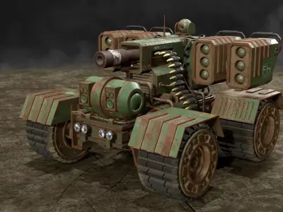 UGV Concept-3-Green-Rusty Low-poly 3D model