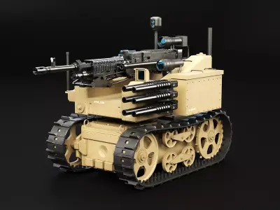 Military Tracked Robot Desert Camouflage Low-poly 3D model