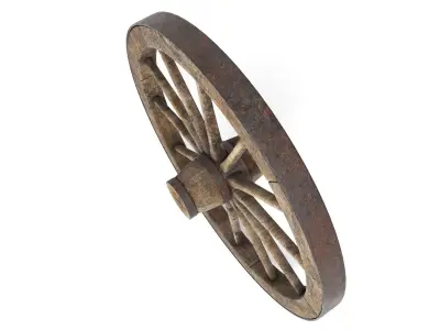 wooden wheel Rusty 3D model Low-poly 3D model