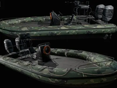 motor boat Low-poly 3D model