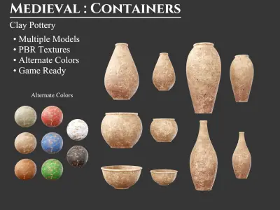 Medieval Collection Containers Bottles and Jars 3D Model Pack purchase