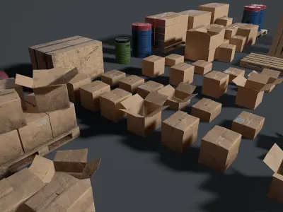 Props for the storage house Set 1 UE4 Low-poly 3D model