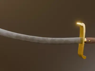 Mongolian Steppe Sabre with Scabbard Free low-poly 3D model