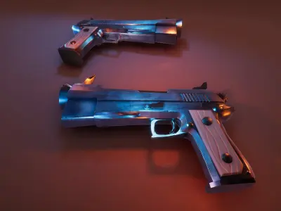 Stylized Pistol Low-poly 3D model