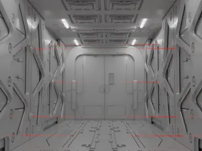 Sci-fi interior coridor 3D model