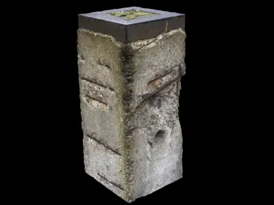 concrete block street part photogrammetry Low-poly 3D model