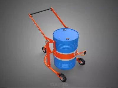 OIL DRUM BARREL TRANSPORT TROLLEY CARRIER LIFTER CART DOLLY LOAD 3D model