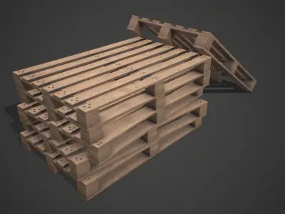 Wooden Palettes PBR Game Ready Free low-poly 3D model