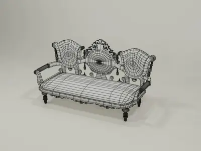 Antique Sofa Low-poly 3D model