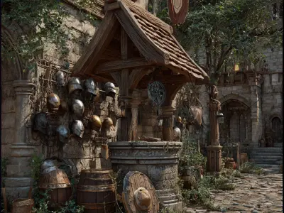 Medieval Fantasy Helmets Pack 3D model