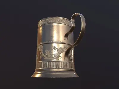Mug Game Ready silver beer Low-poly 3D model