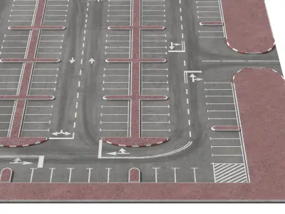 Commercial Parking Area With Road Markings 3D model
