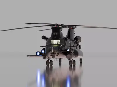 Military Heavy Transport Helicopter  Low-poly 3D model