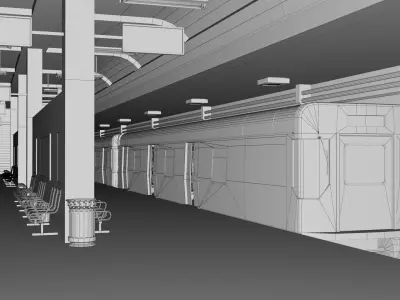 Subway Station and Train Interior 3D model