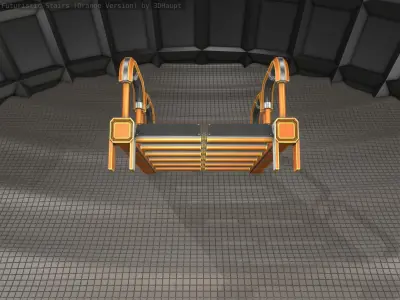 Sci-Fi Stairs - 26- Orange Version Low-poly 3D model