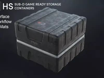 6 Scifi Storage Box Variations Low-poly 3D model