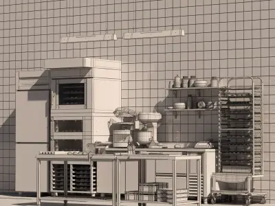 Commercial Bakery Kitchen Equipment Low-poly 3D model