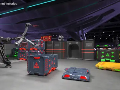 Sci-Fi Robotic Arm with Cargo Container 3D model