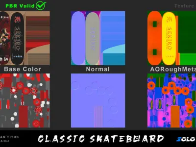 Classic Skateboard - Sekiro Theme Low-poly 3D model