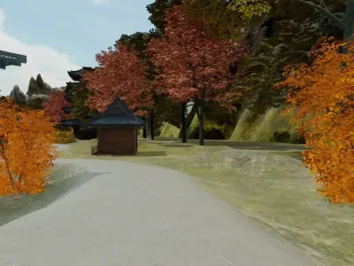 Serene Mountain Village In Autumn 3D model