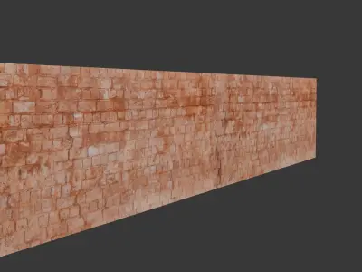 Aged Red Brick Wall 3D Scan Low-poly 3D model