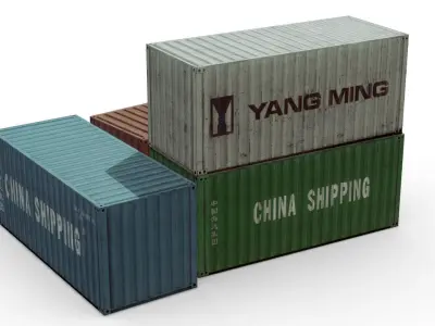 Shipping containers Free low-poly 3D model