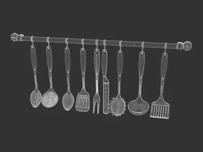  Nine Stainless Steel Hanging Utensils Models 