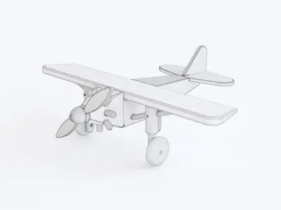 Wooden toy biplane 07 3D model